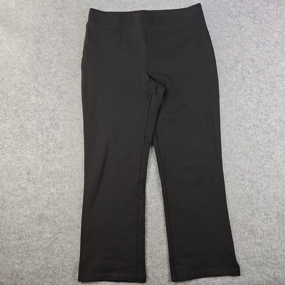 Quince Pants Women's Large Black Ultra Stretch Ponte Pull On Crop Faux Pocket